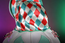 Load image into Gallery viewer, Handmade Leather Pumpkin Bag-Clown Face-Pink &amp; Mint
