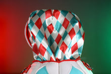 Load image into Gallery viewer, Handmade Leather Pumpkin Bag-Clown Face-Red &amp; Blue
