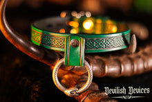 Load image into Gallery viewer, BDSM Submissive Collar/Ouroboros Drop Ring/Celtic embossing/Full Grain Leather
