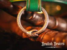 Load image into Gallery viewer, BDSM Submissive Collar/Ouroboros Drop Ring/Celtic embossing/Full Grain Leather
