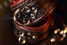 Load image into Gallery viewer, Filigree Wrist Cuffs w/ Burgundy Lining
