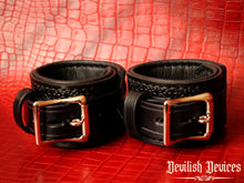 Load image into Gallery viewer, Leather Wrist Cuffs-Gothic Scroll
