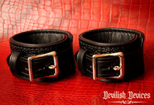 Load image into Gallery viewer, Leather Ankle Cuffs-Gothic Scroll
