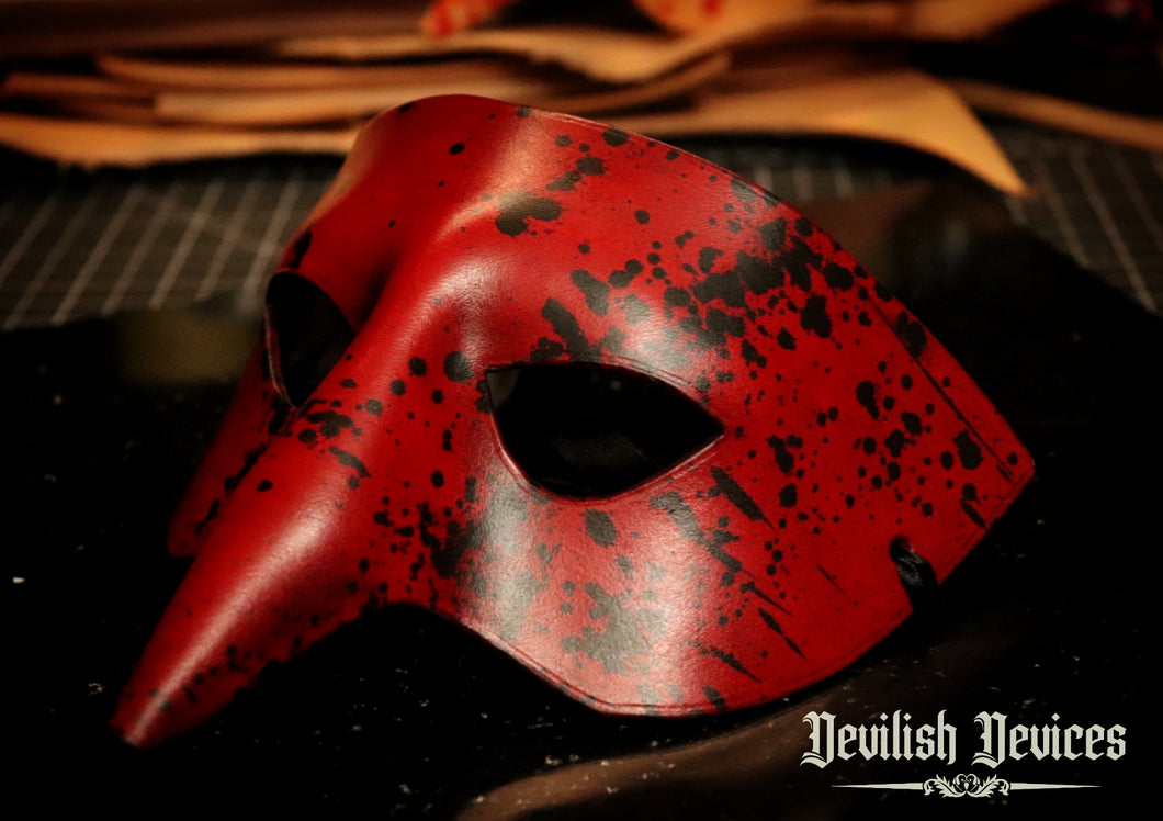 Leather Mask -Black Splatter