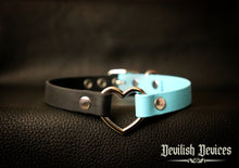 Load image into Gallery viewer, Vegan Leather Heart Ring Day Collar-Black &amp; Blue
