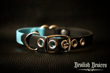 Load image into Gallery viewer, Vegan Leather Heart Ring Day Collar-Black &amp; Blue
