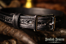 Load image into Gallery viewer, Leather Day Collar - Gothic Scroll
